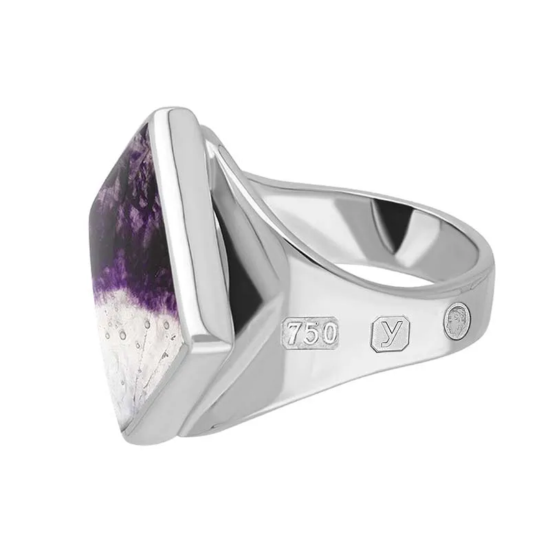 18ct White Gold Blue John King's Coronation Hallmark Small Rhombus Ring D
