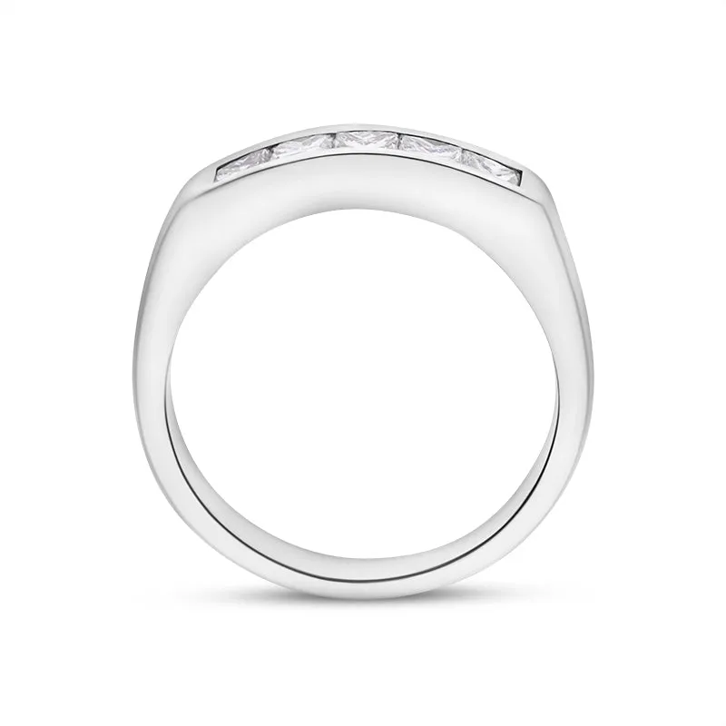 18ct White Gold Diamond Princess Cut Five Stone Half Eternity Ring D