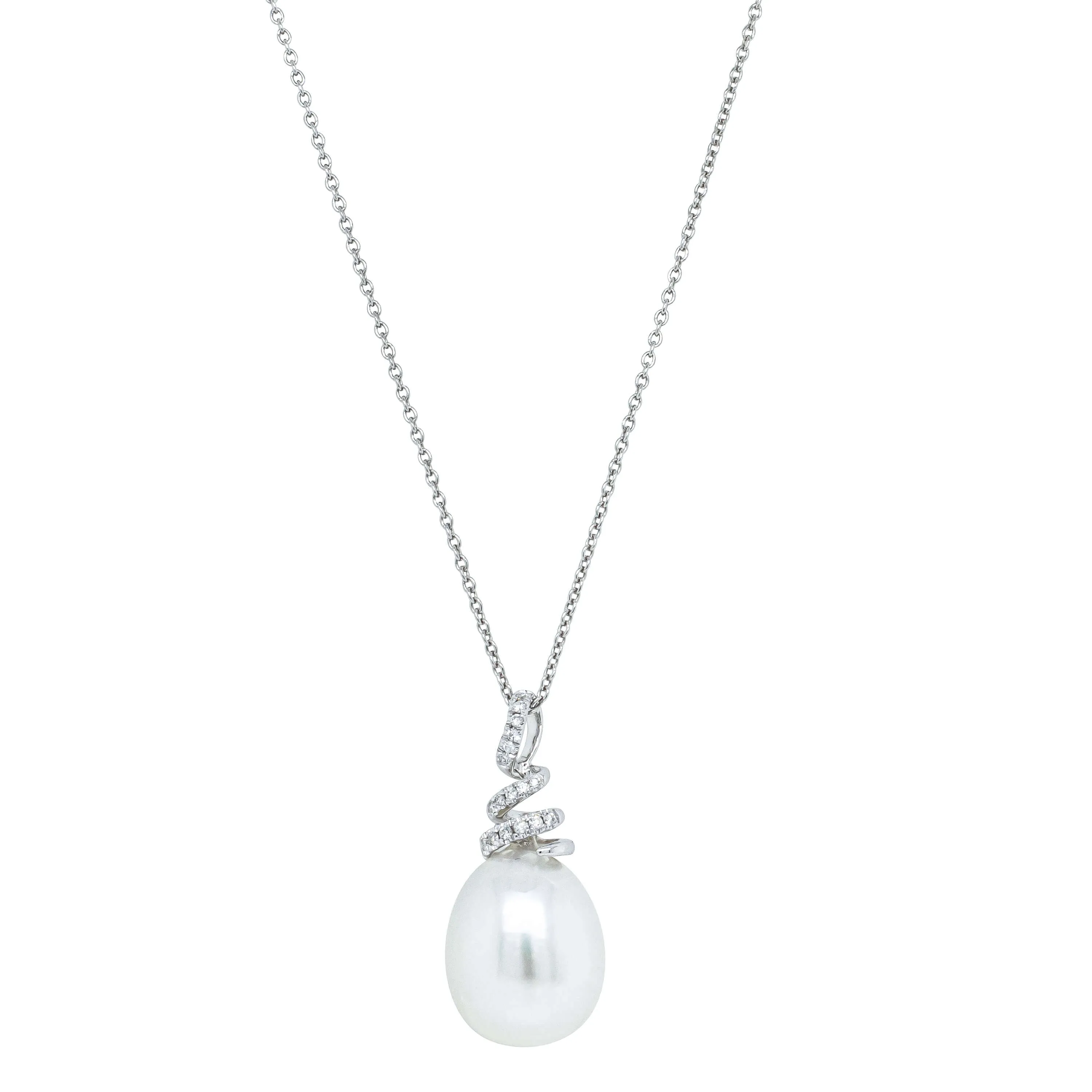 18ct White Gold South Sea Pearl & Diamond Pendant