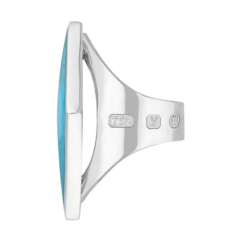 18ct White Gold Turquoise King's Coronation Hallmark Large Rhombus Ring D