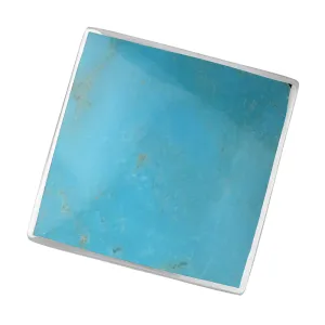 18ct White Gold Turquoise King's Coronation Hallmark Large Rhombus Ring D