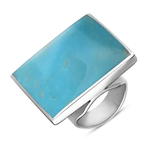 18ct White Gold Turquoise King's Coronation Hallmark Large Square Ring D