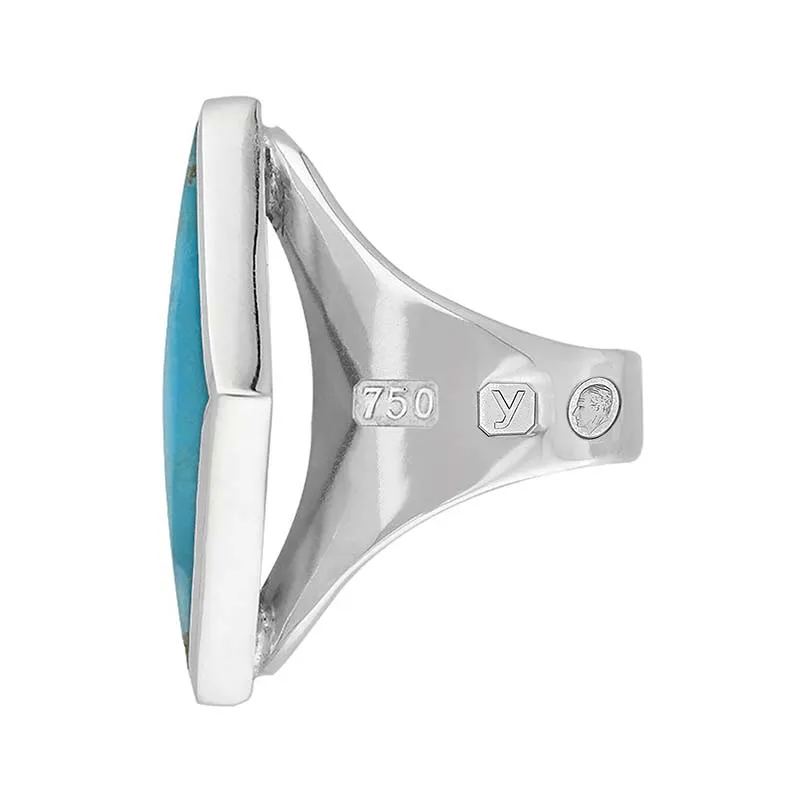 18ct White Gold Turquoise King's Coronation Hallmark Medium Rhombus Ring D