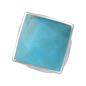 18ct White Gold Turquoise King's Coronation Hallmark Medium Rhombus Ring D