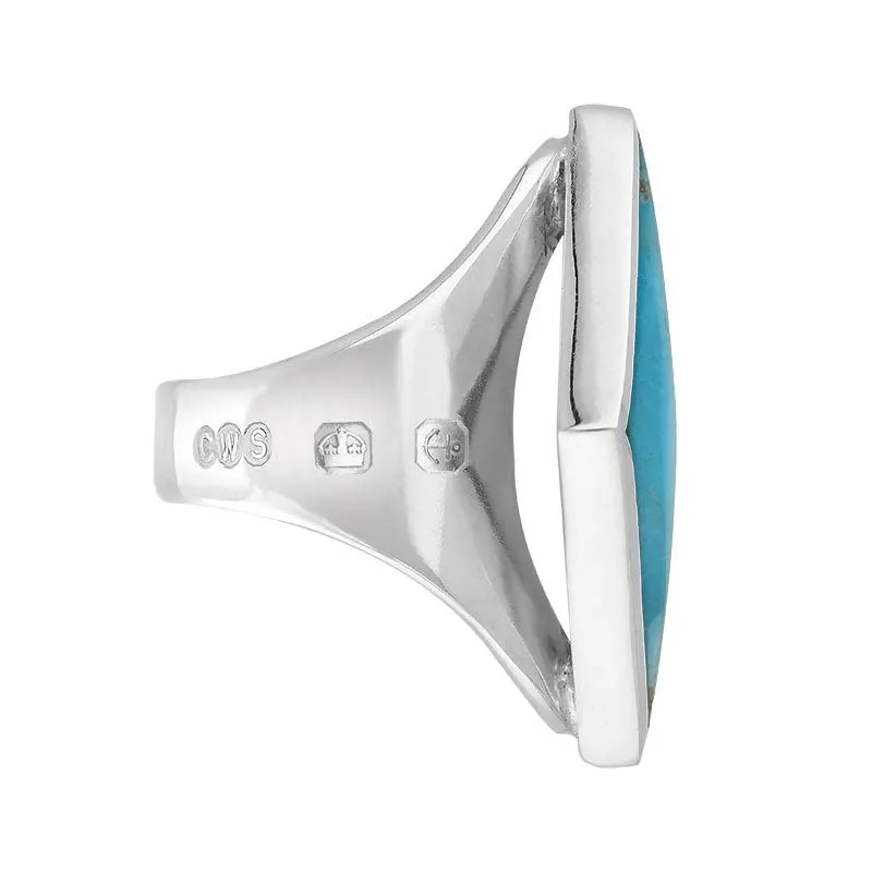 18ct White Gold Turquoise King's Coronation Hallmark Medium Rhombus Ring D