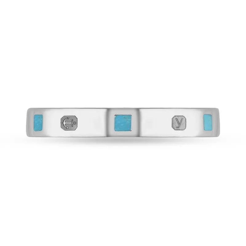 18ct White Gold Turquoise King's Coronation Hallmark Princess Cut 3mm Ring D