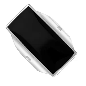 18ct White Gold Whitby Jet King's Coronation Hallmark Large Oblong Ring D