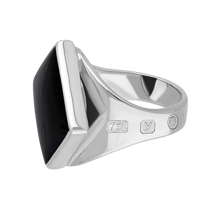 18ct White Gold Whitby Jet King's Coronation Hallmark Small Rhombus Ring D