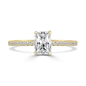 18ct Yellow Gold 1.5ct Radiant Cut Laboratory Grown Diamond Solitaire With Diamond Shoulders