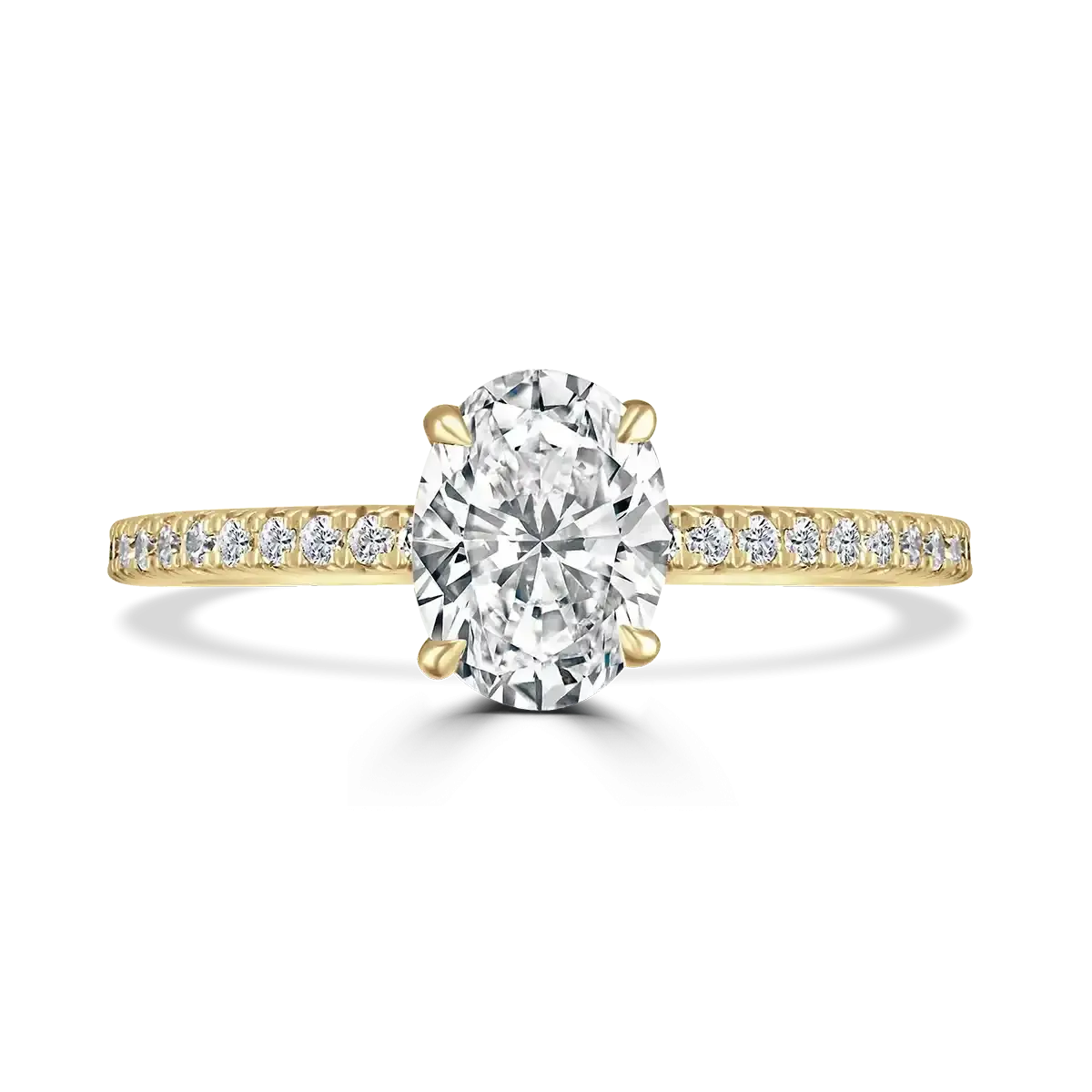 18ct Yellow Gold 1ct Oval Cut Laboratory Grown Diamond Solitaire With Diamond Shoulders
