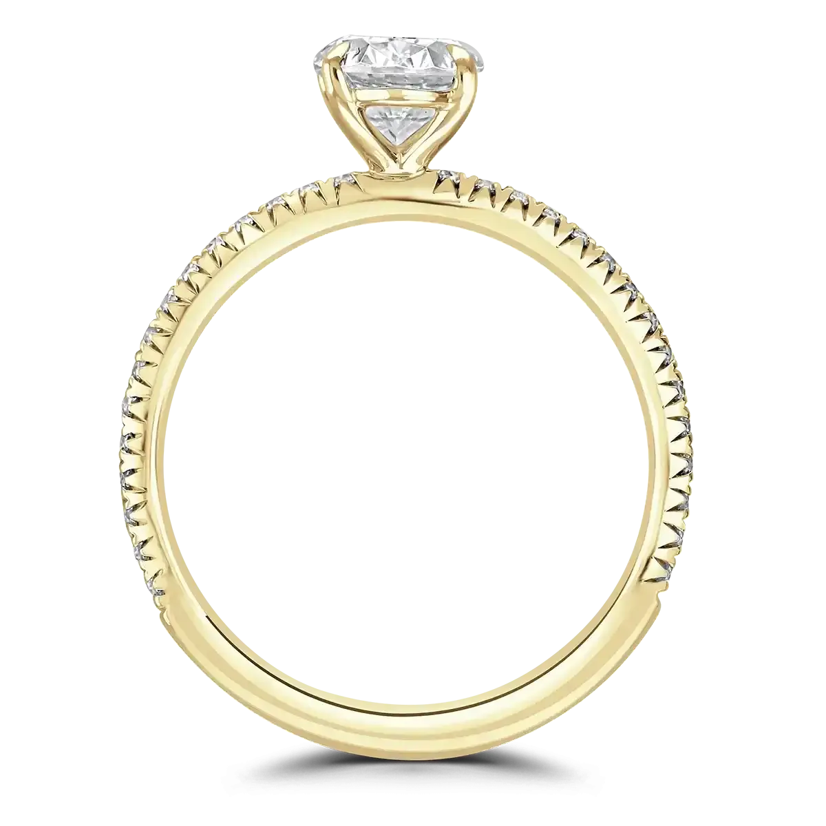 18ct Yellow Gold 1ct Oval Cut Laboratory Grown Diamond Solitaire With Diamond Shoulders