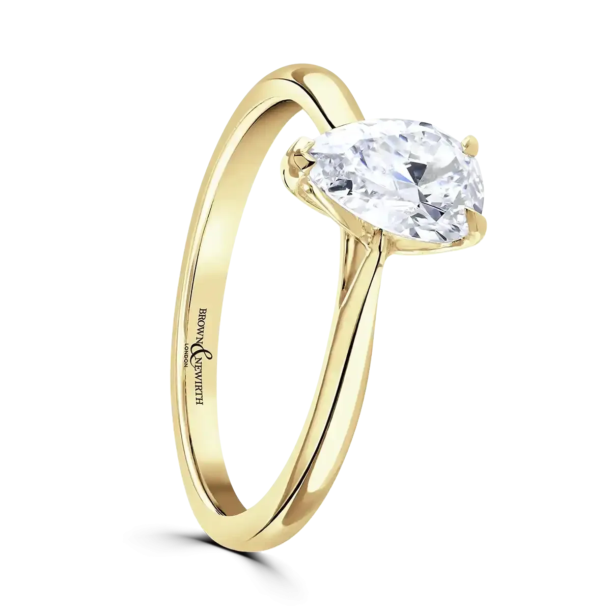 18ct Yellow Gold 2ct Pear Cut Laboratory Grown Diamond Solitaire