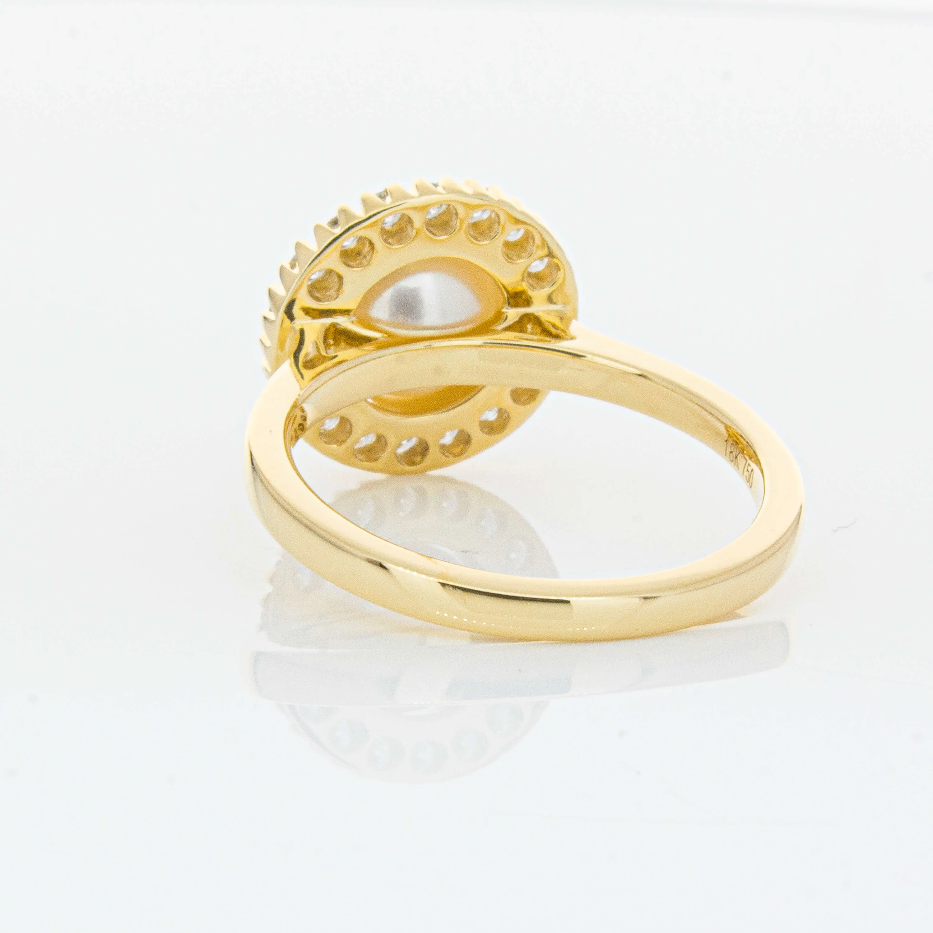 18ct Yellow Gold 7mm Akoya Pearl & Diamond Daisy Ring