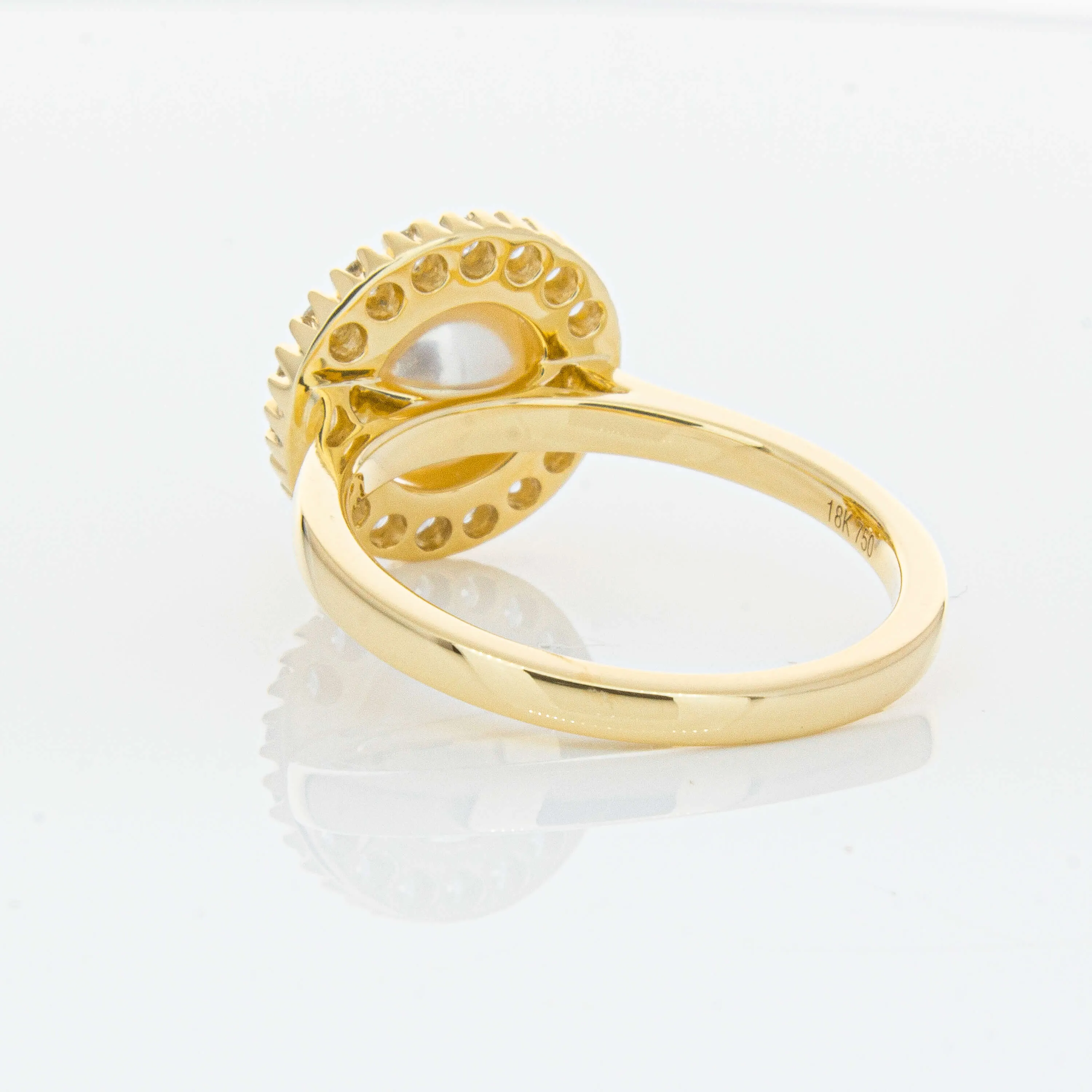 18ct Yellow Gold 7mm Akoya Pearl & Diamond Daisy Ring