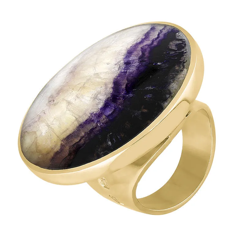 18ct Yellow Gold Blue John King's Coronation Hallmark Large Round Ring D
