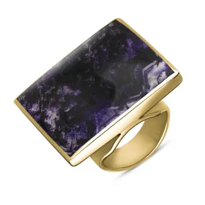 18ct Yellow Gold Blue John King's Coronation Hallmark Large Square Ring D