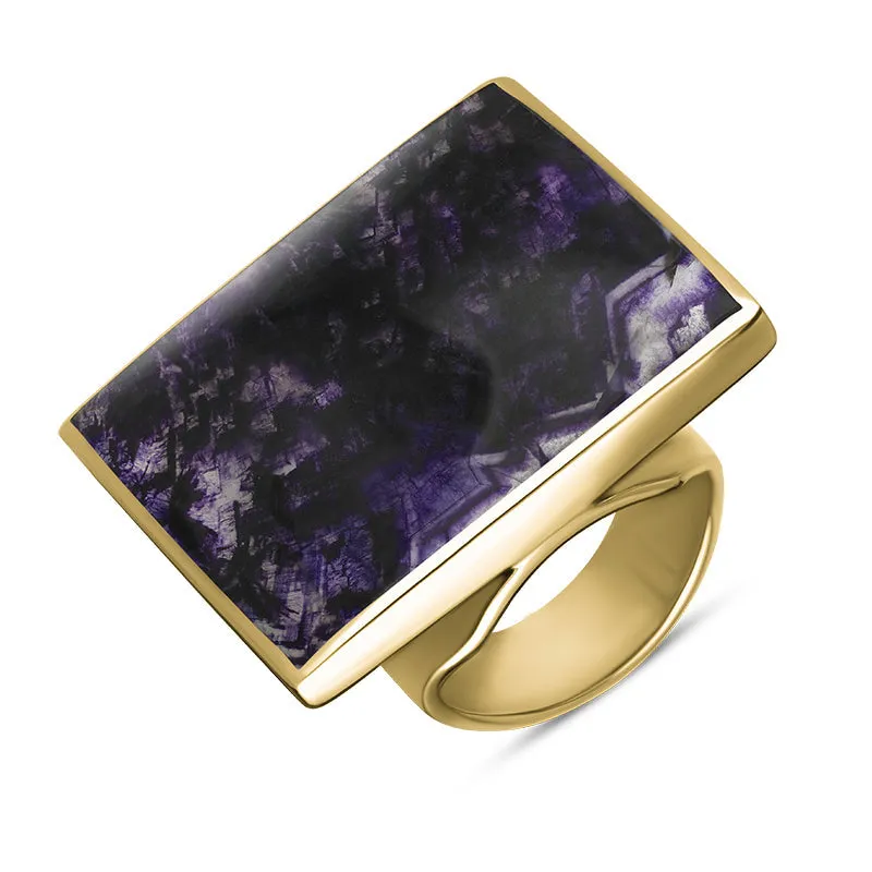 18ct Yellow Gold Blue John King's Coronation Hallmark Large Square Ring D