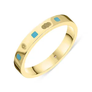 18ct Yellow Gold Turquoise King's Coronation Hallmark Princess Cut 3mm Ring D