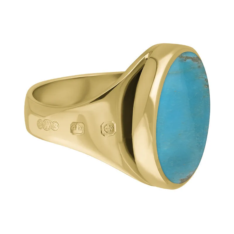 18ct Yellow Gold Turquoise King's Coronation Hallmark Small Round Ring D