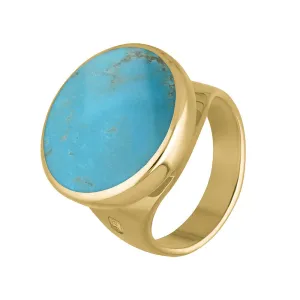 18ct Yellow Gold Turquoise King's Coronation Hallmark Small Round Ring D