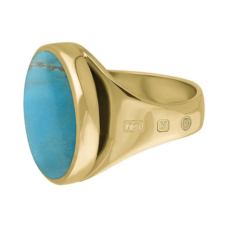 18ct Yellow Gold Turquoise King's Coronation Hallmark Small Round Ring D