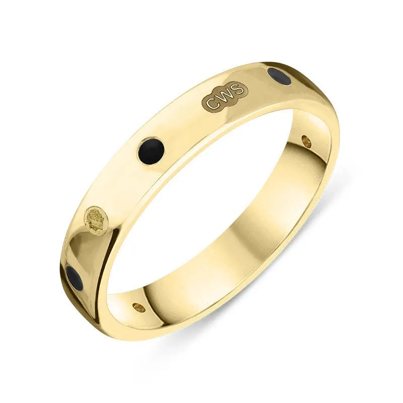 18ct Yellow Gold Whitby Jet King's Coronation Hallmark 4mm Ring D
