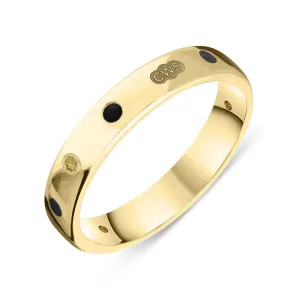 18ct Yellow Gold Whitby Jet King's Coronation Hallmark 4mm Ring D