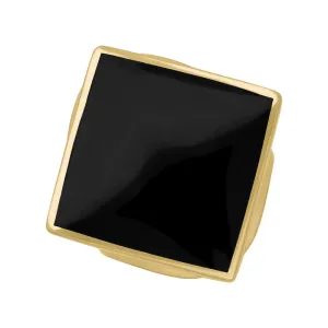 18ct Yellow Gold Whitby Jet King's Coronation Hallmark Medium Rhombus Ring D