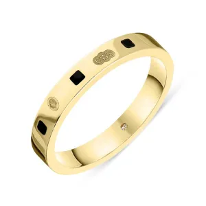 18ct Yellow Gold Whitby Jet King's Coronation Hallmark Princess Cut 3mm Ring D
