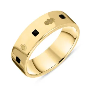 18ct Yellow Gold Whitby Jet King's Coronation Hallmark Princess Cut 6mm Ring D