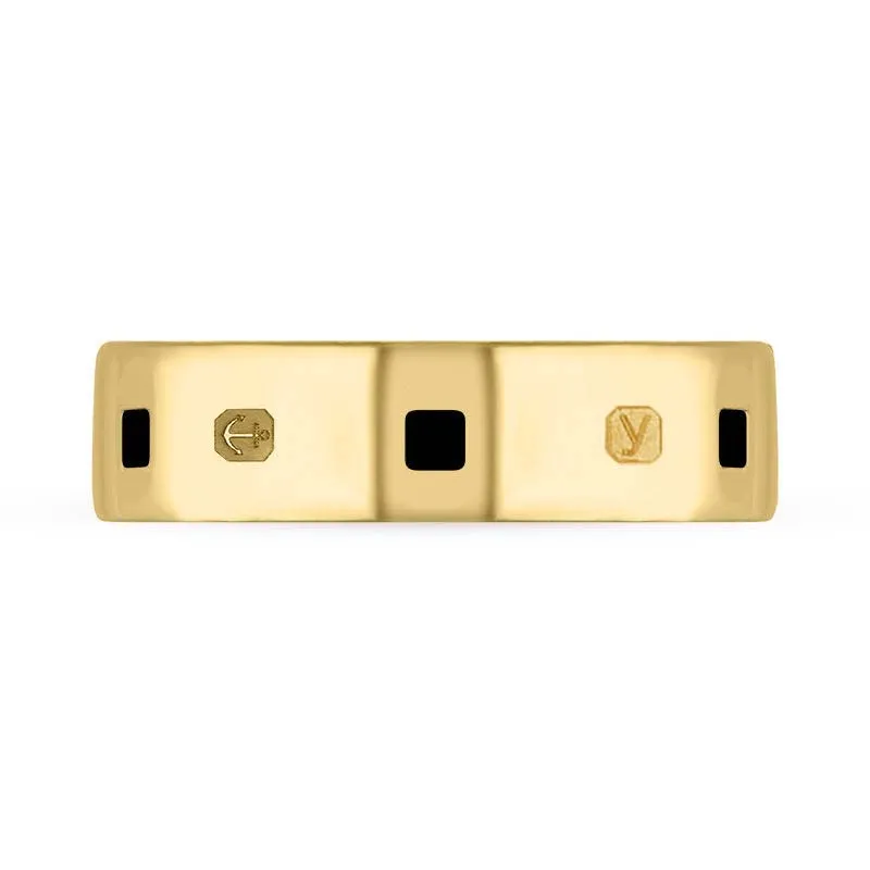 18ct Yellow Gold Whitby Jet King's Coronation Hallmark Princess Cut 6mm Ring D