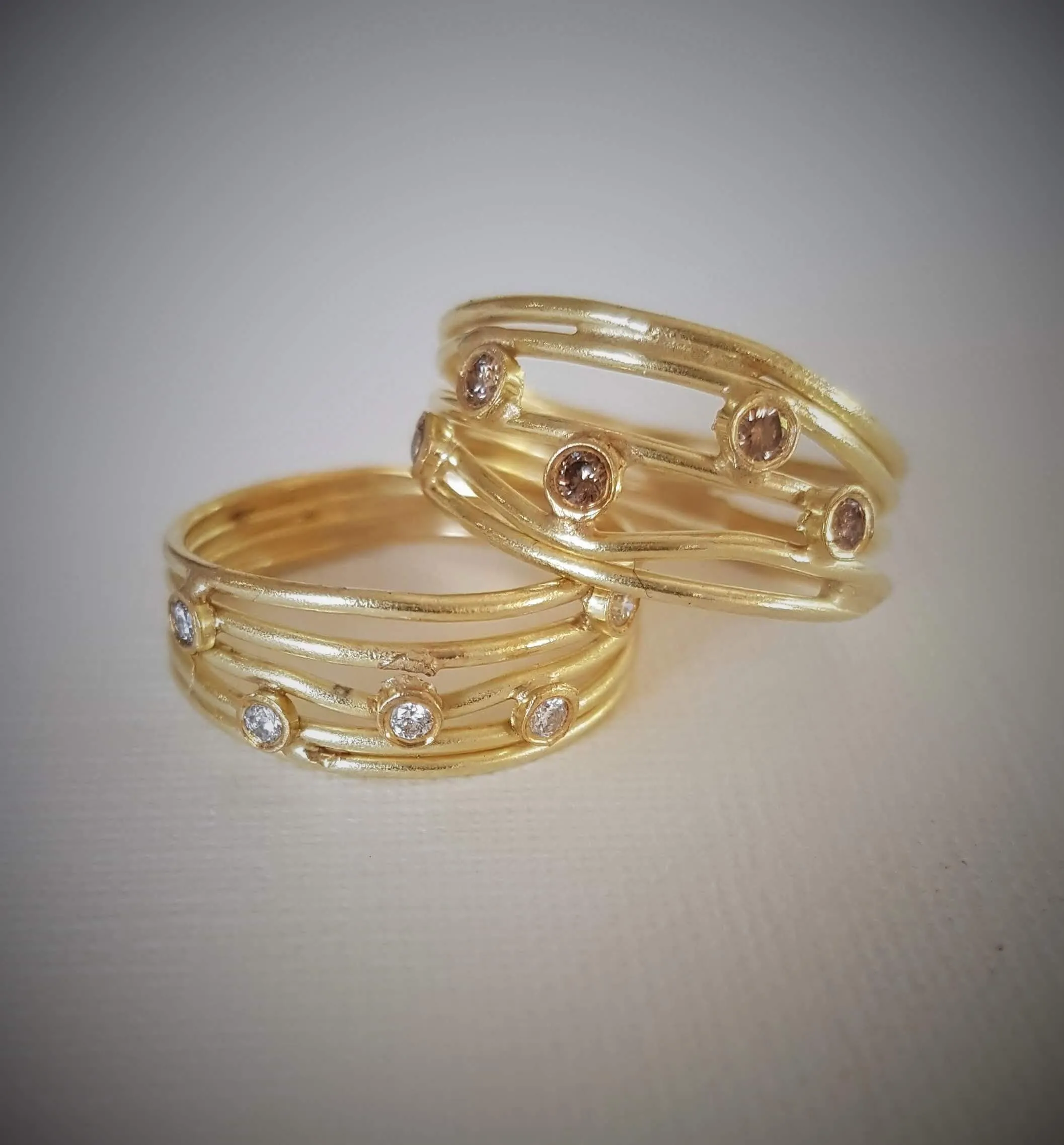 18k Gold Champagne Diamond Open Wrap Ring