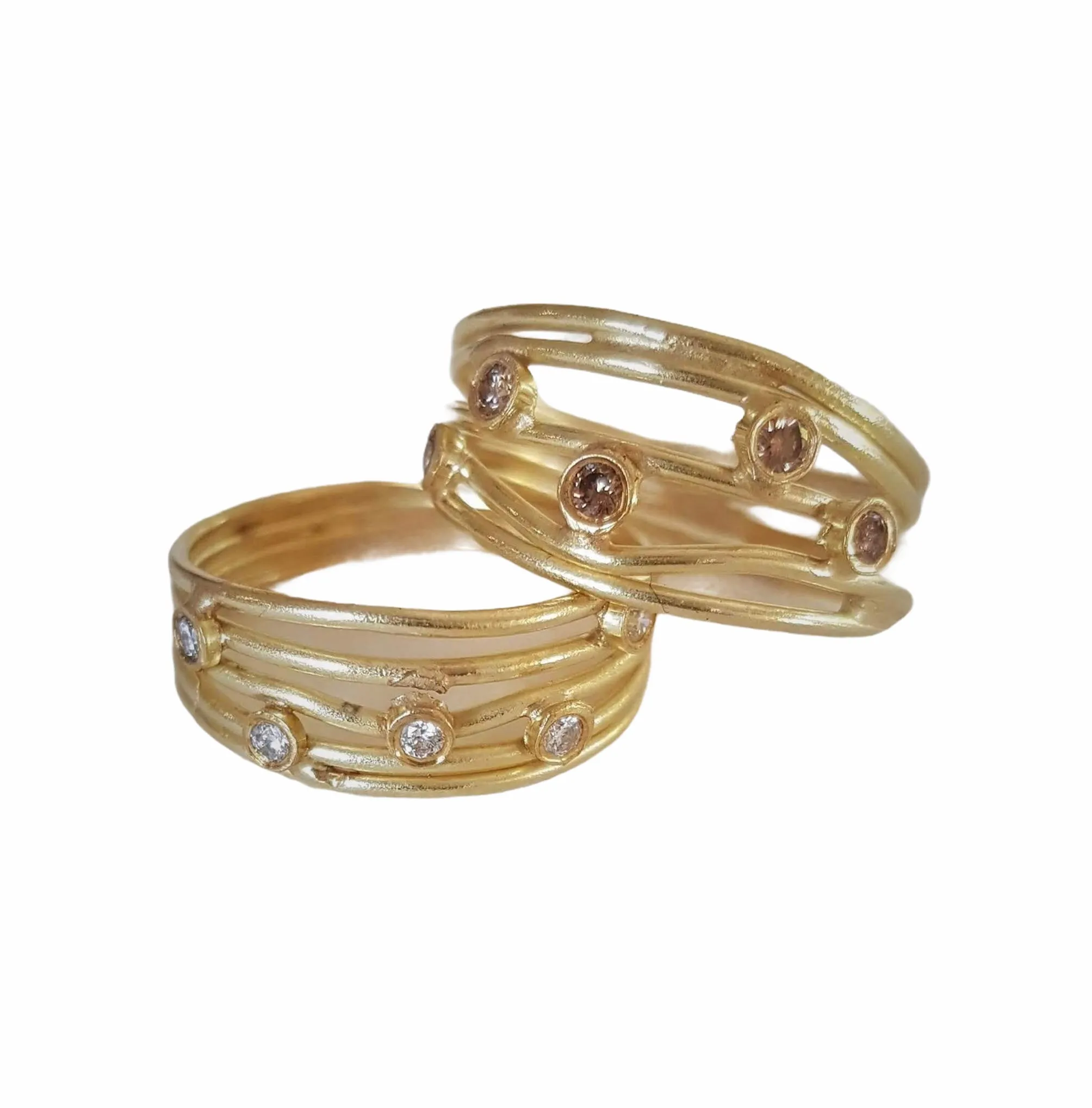 18k Gold Champagne Diamond Open Wrap Ring