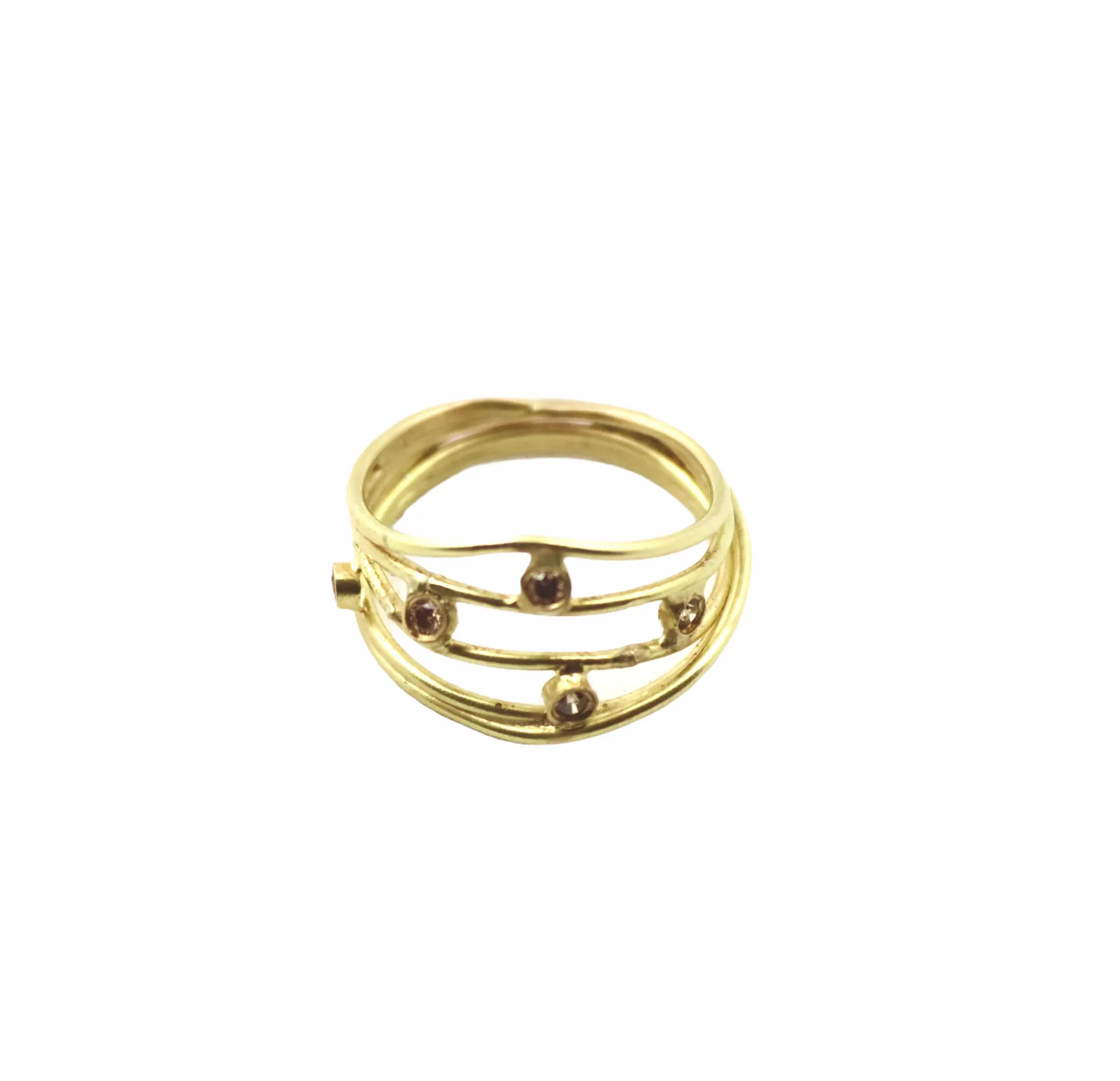 18k Gold Champagne Diamond Open Wrap Ring