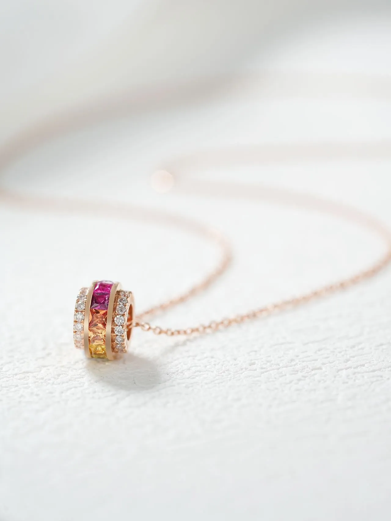 18k Gold Custom Baguette Wheel Necklace