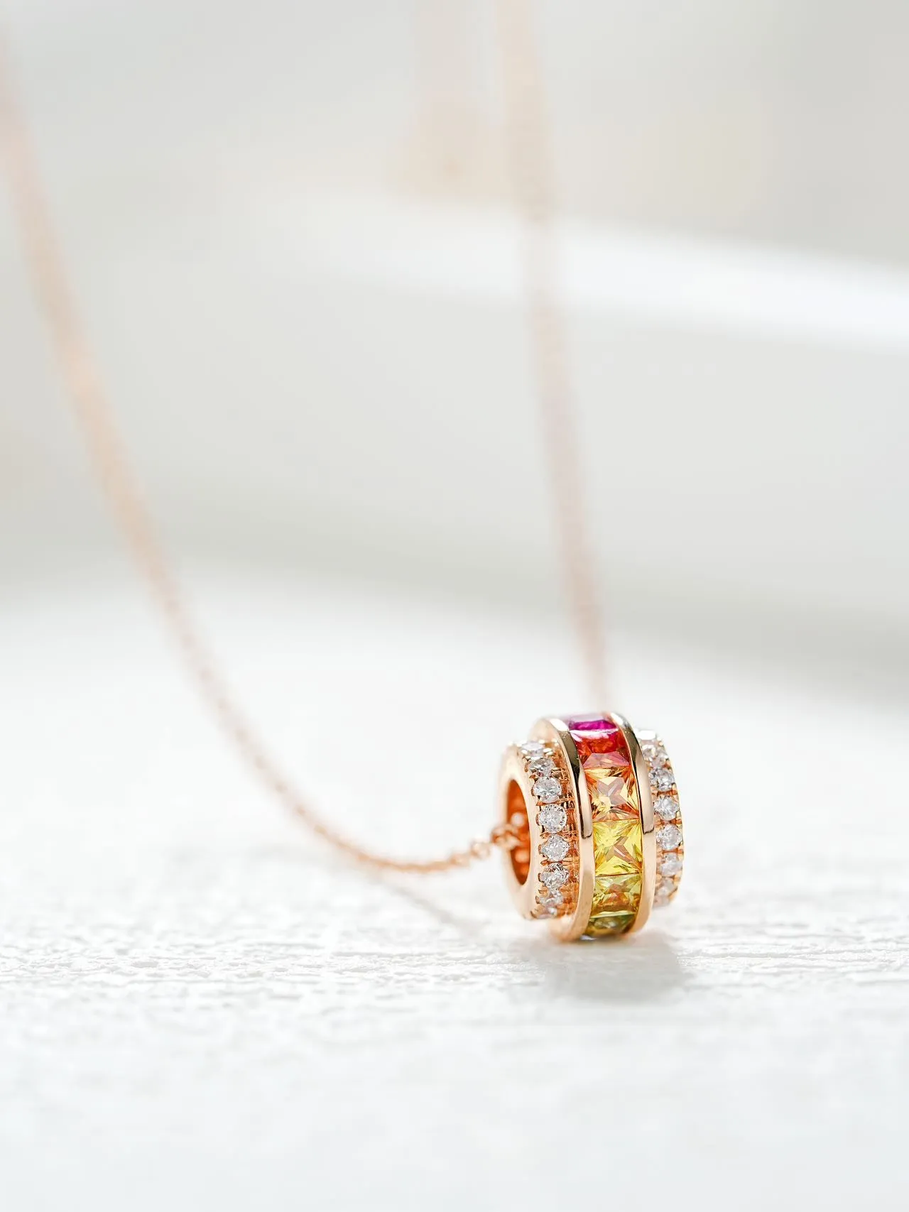 18k Gold Custom Baguette Wheel Necklace