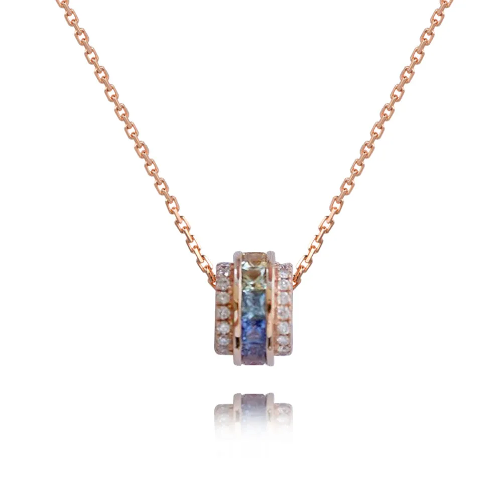 18k Gold Custom Baguette Wheel Necklace