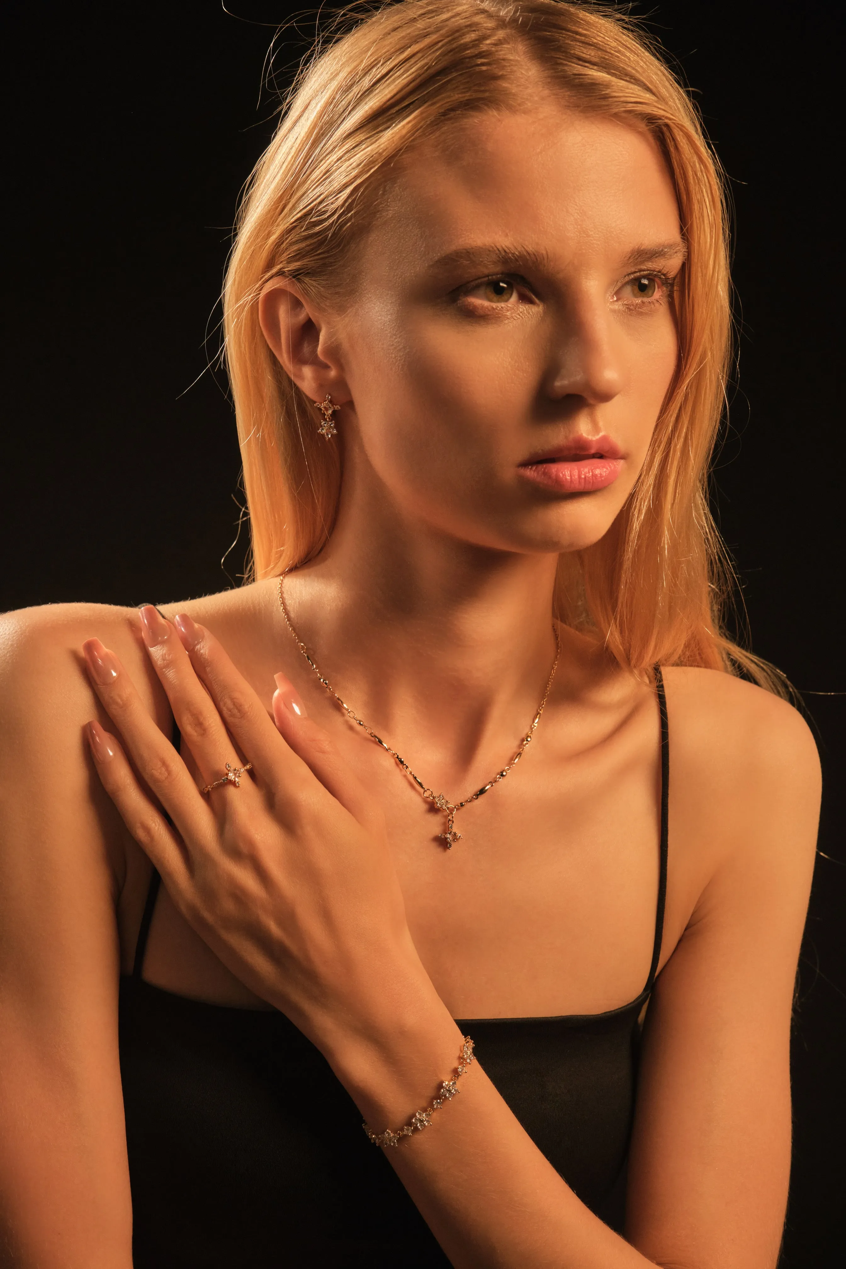 18K Real Gold Plated Diamond Cross Earrings