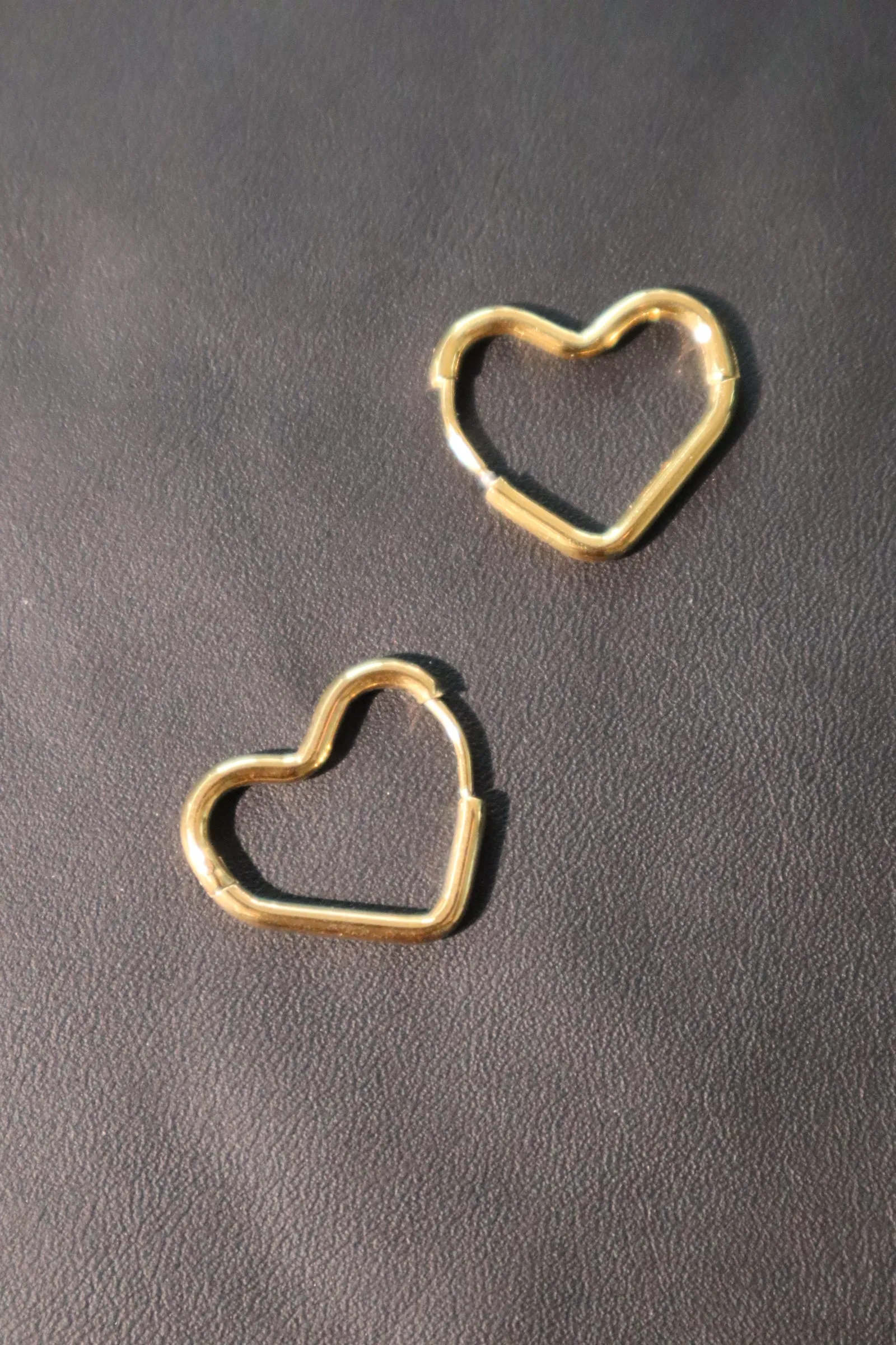 18K Real Gold Stainless Steel Heart Hoops Earrings