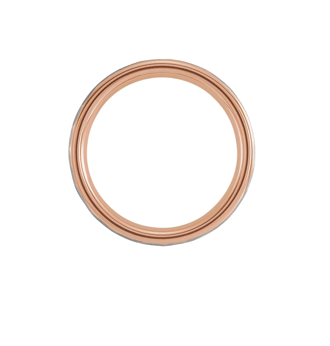 18K Rose Gold PVD 6 mm Hammered Texture Tungsten Band