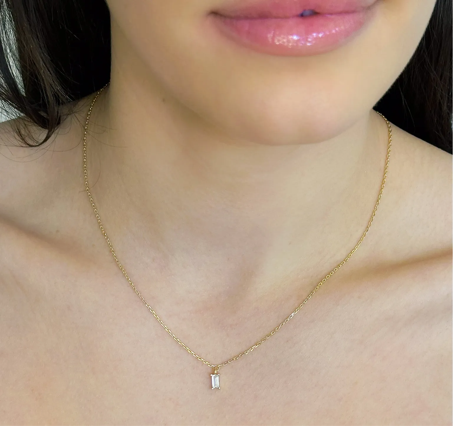 18k/925 Vermeil CZ Emerald Cut Necklace