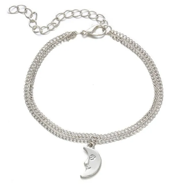 2018 Fashion Crystal Anklets For Women Gold Silver Color Boho Anklet Bracelet on the Leg Foot Bracelets Bohemian Jewelry New