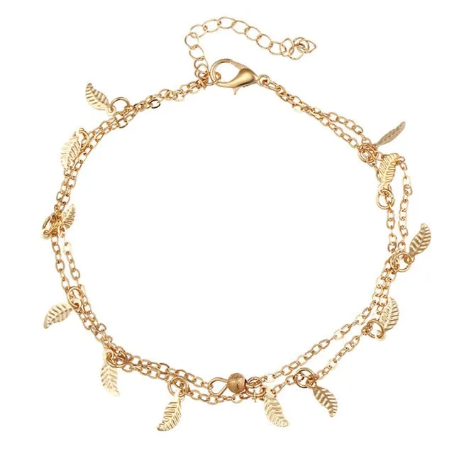 2018 Fashion Crystal Anklets For Women Gold Silver Color Boho Anklet Bracelet on the Leg Foot Bracelets Bohemian Jewelry New