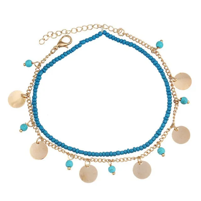 2018 Fashion Crystal Anklets For Women Gold Silver Color Boho Anklet Bracelet on the Leg Foot Bracelets Bohemian Jewelry New