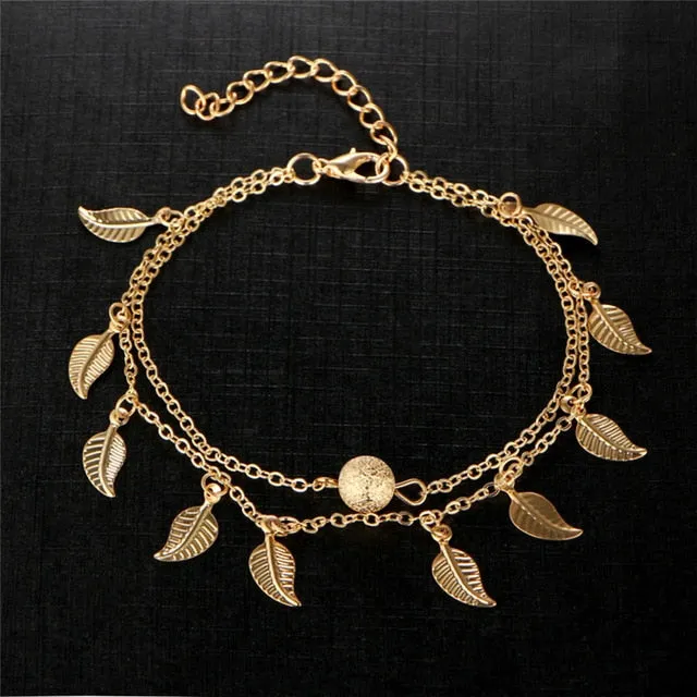 2018 Fashion Crystal Anklets For Women Gold Silver Color Boho Anklet Bracelet on the Leg Foot Bracelets Bohemian Jewelry New