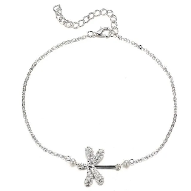 2018 Fashion Crystal Anklets For Women Gold Silver Color Boho Anklet Bracelet on the Leg Foot Bracelets Bohemian Jewelry New