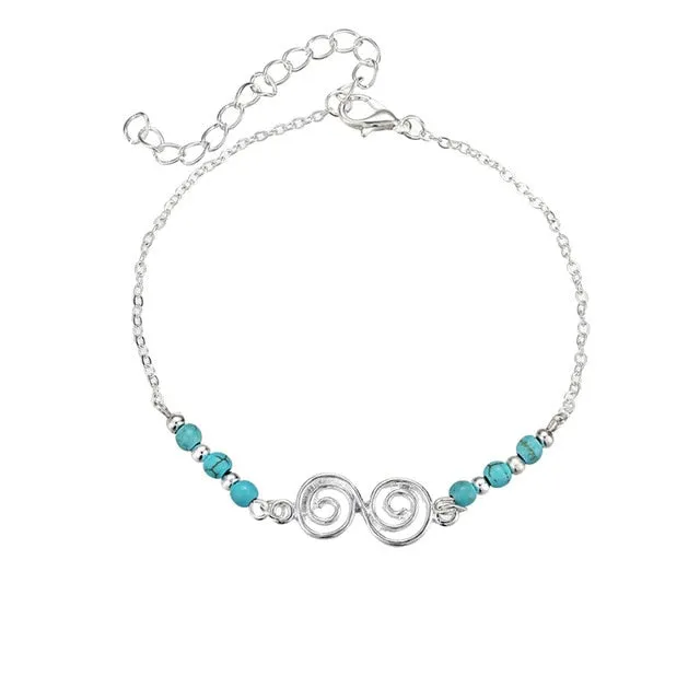 2018 Fashion Crystal Anklets For Women Gold Silver Color Boho Anklet Bracelet on the Leg Foot Bracelets Bohemian Jewelry New