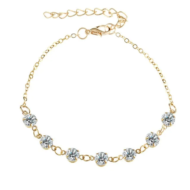 2018 Fashion Crystal Anklets For Women Gold Silver Color Boho Anklet Bracelet on the Leg Foot Bracelets Bohemian Jewelry New