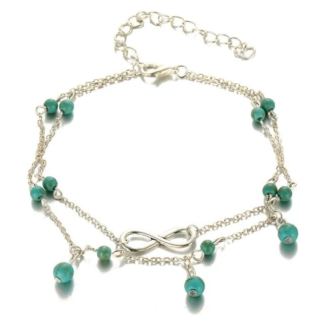 2018 Fashion Crystal Anklets For Women Gold Silver Color Boho Anklet Bracelet on the Leg Foot Bracelets Bohemian Jewelry New