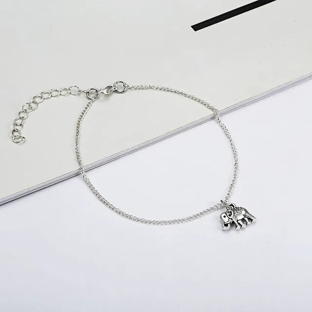 2018 Fashion Vintage Multiple Layers Anklets for Women Elephant Sun Pendant Charms Rope Chain Beach Summer Foot Ankle Bracelet